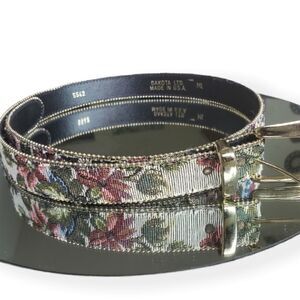 Vintage Dakota Floral Fabric Belt Medium Large Like New